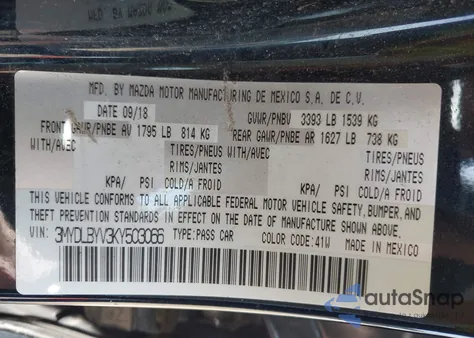 2019 Toyota Yaris L z USA, uszkodzony, nr VIN 3MYDLBYV3KY503066